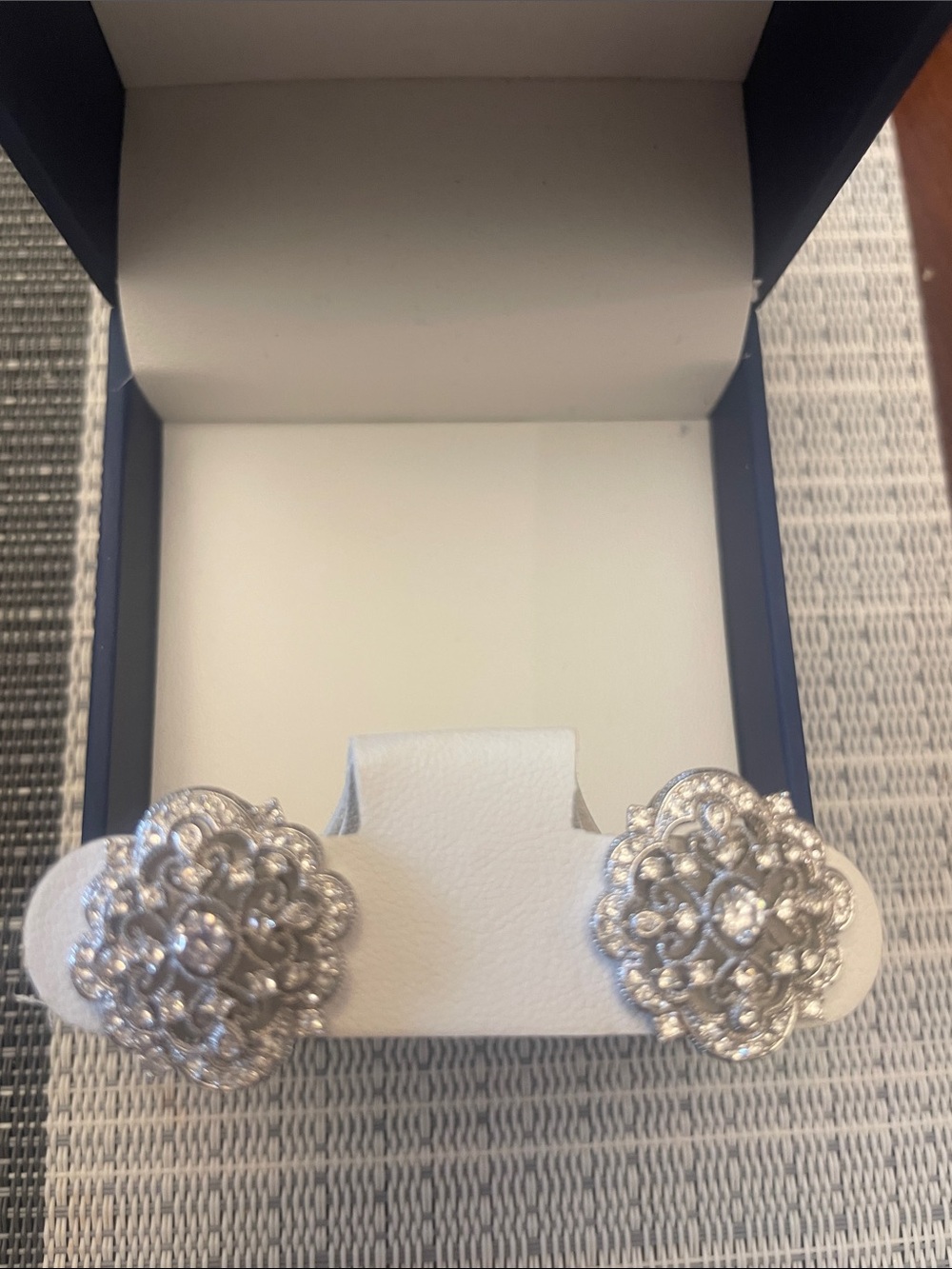 Vintage Style Floral scroll and filigree cluster clip on earrings